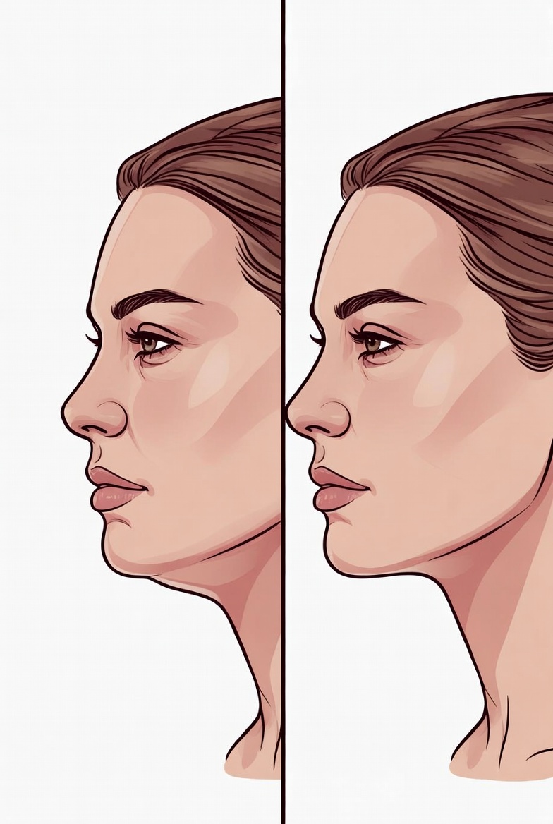 Ilustration: Doppelkinn vorher / nachher